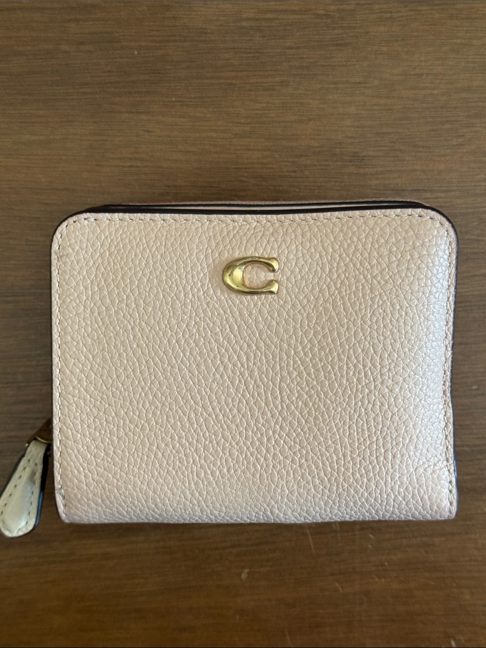 Coach Small Zip Around Wallet in Pale Pink with Gold Hardware
